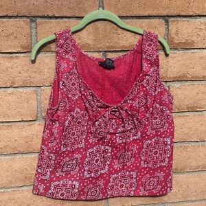 Vintage Y2K Passport Red Bandana Print Tank | 100% Cotton | Size Large